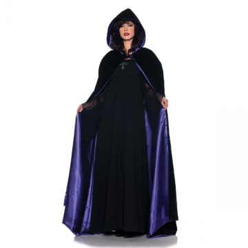Velvet Hooded Cape Purple