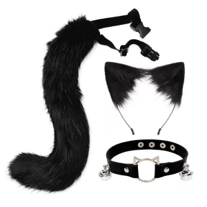 Animal Set - 3 Pieces Furry Fox Black