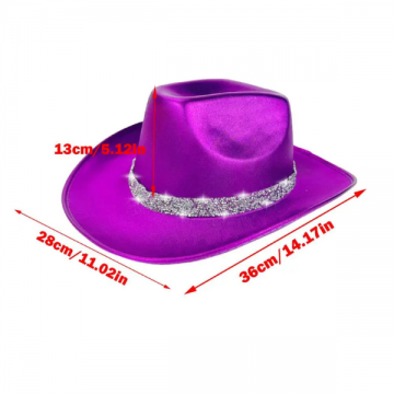 Cowboy Hat Metallic with Rhinestone Band - Purple