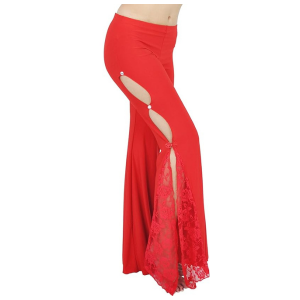Dance Pants Flared Red Lace Cut-Out