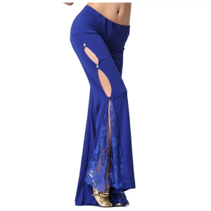 Dance Pants Flared Blue Lace Cut-Out