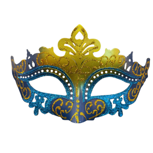 Two Toned Glittered Masquerade Eyemask - Gold/ Blue