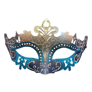 Two Toned Glittered Masquerade Eyemask - Silver/ Blue